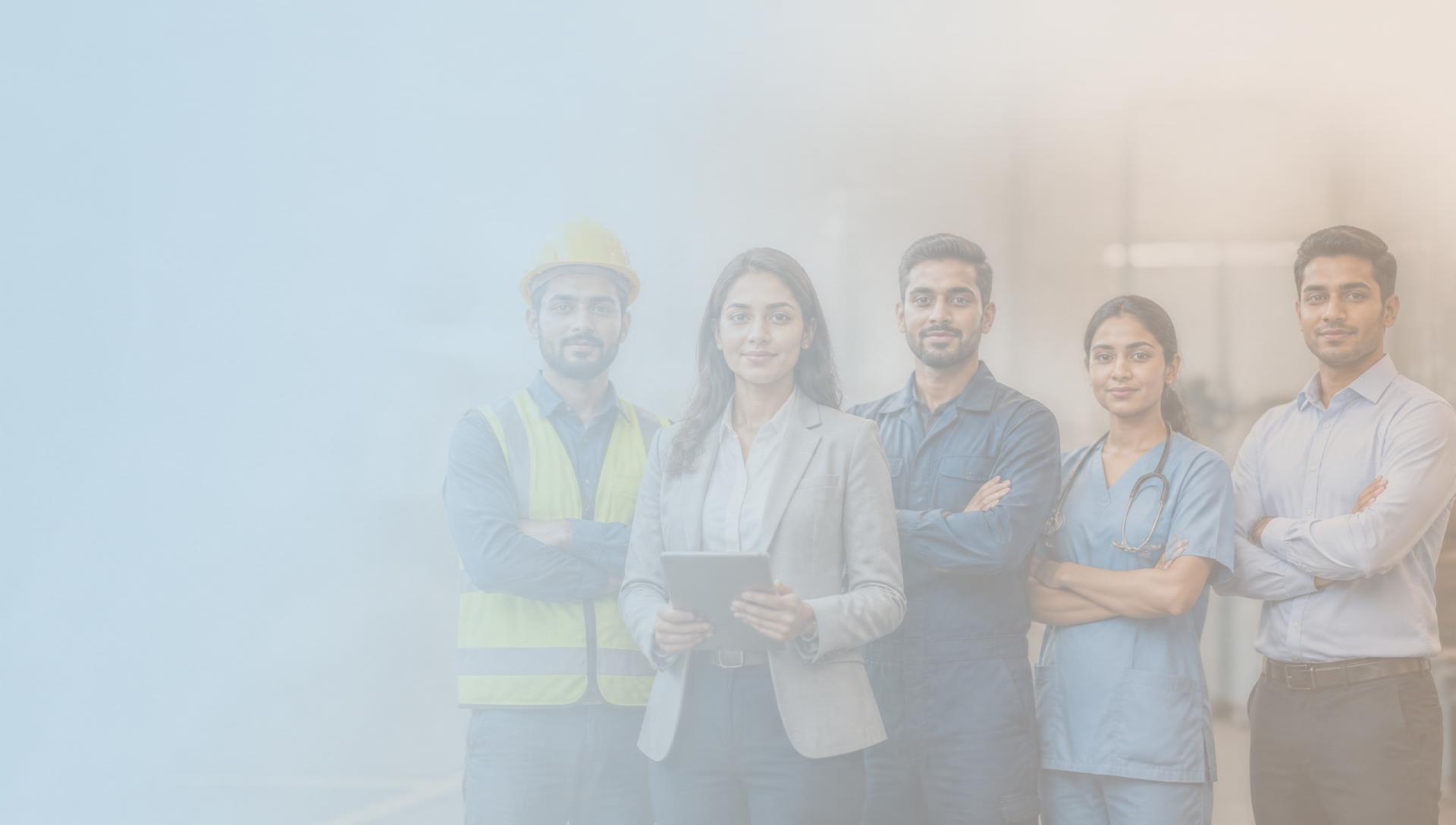Diverse working professionals
